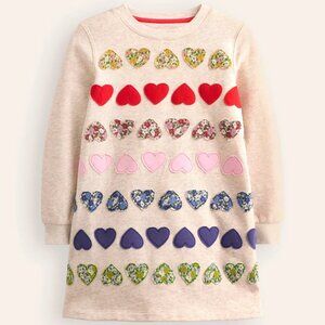 NWOT Mini Boden Cosy Appliqué Sweatshirt Dress